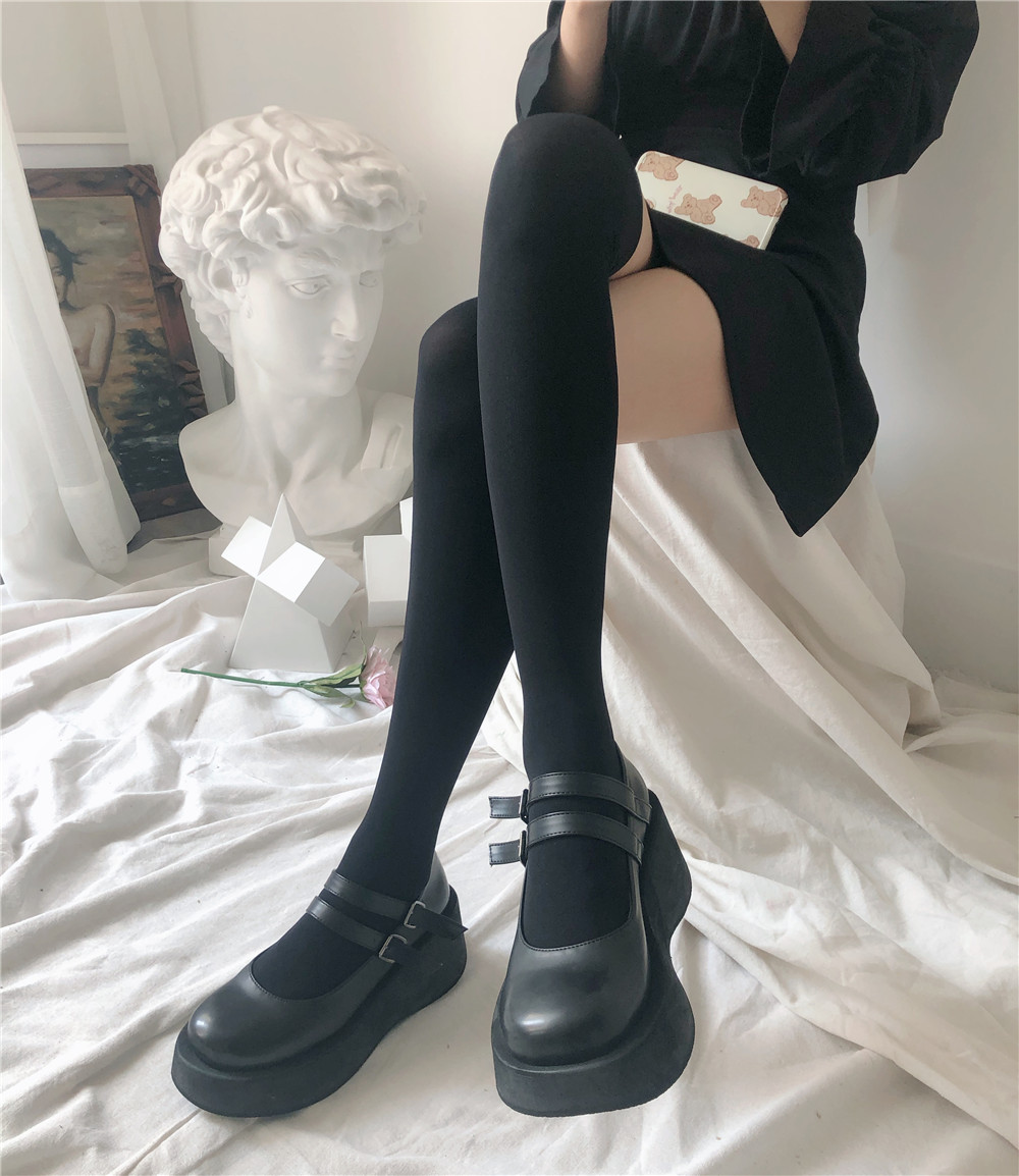 Classic and versatile jk black and white mid-calf knee-high socks that can be worn all year round, featuring non-permeable velvet calf socks pic 34