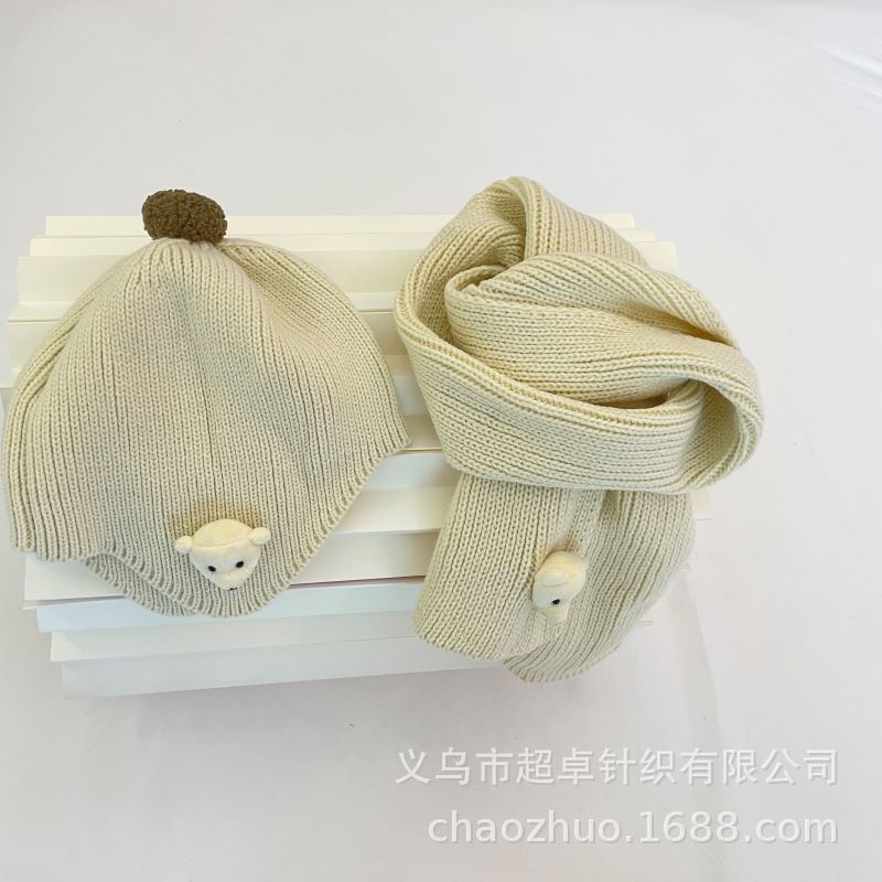 Invierno caliente INS viento niños osos cute protectores de oídos gorro bufanda set pic 5