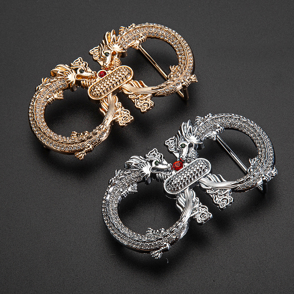 European and American cross-border jewelry figure-eight buckle leather head, figure-eight belt buckle faucet, diamond-point belt buckle, hardware buckle head factory pic 2