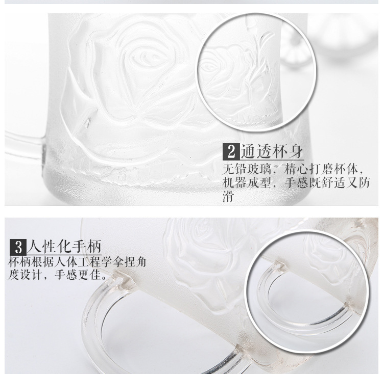 Factory direct sales frosted glass cup set, rose cup six-piece set and rose pair cup two-piece set combination. Special offer gift selection. Other categories are available for selection pic 3