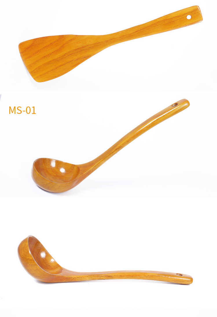 Korean wooden spatula, non-stick special wooden spatula, spatula, soup spoon, stir-frying long-handled spatula set with logo pic 23