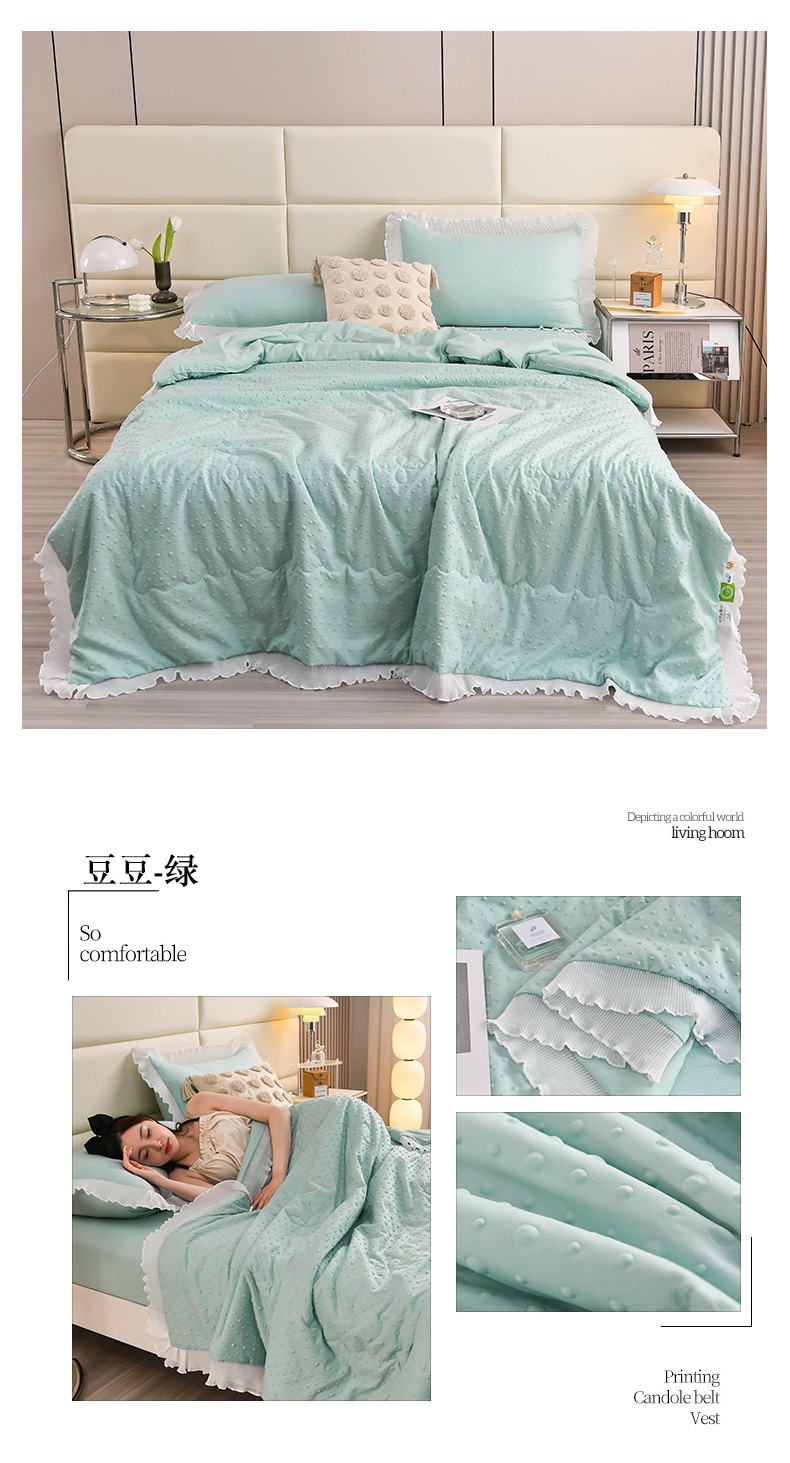 新款A类母婴级原棉华夫格夏被四件套凉豆豆空调被三件套直播爆款详情28