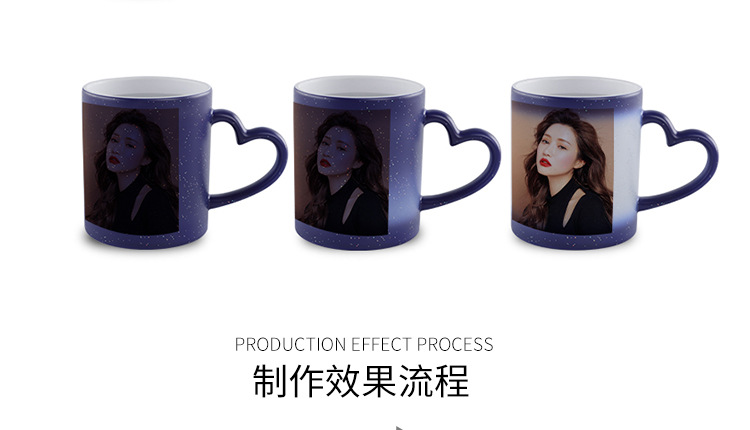 Heat transfer core handle Starry Sky color-changing Cup, Star Language Ceramic temperature-sensing cup diy creative blank Magic cup consumables batch pic 19