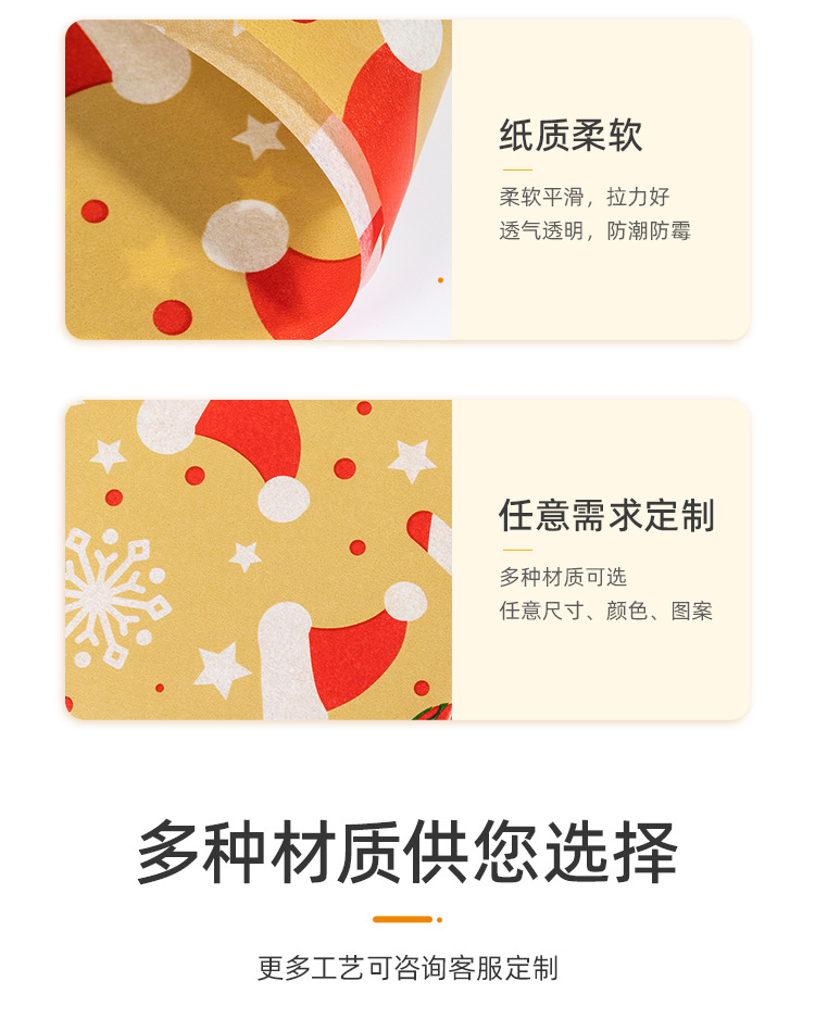 圣诞礼品礼物包装纸镀铝膜纸礼品盒包装复合纸铜版轻涂纸印刷定制详情8