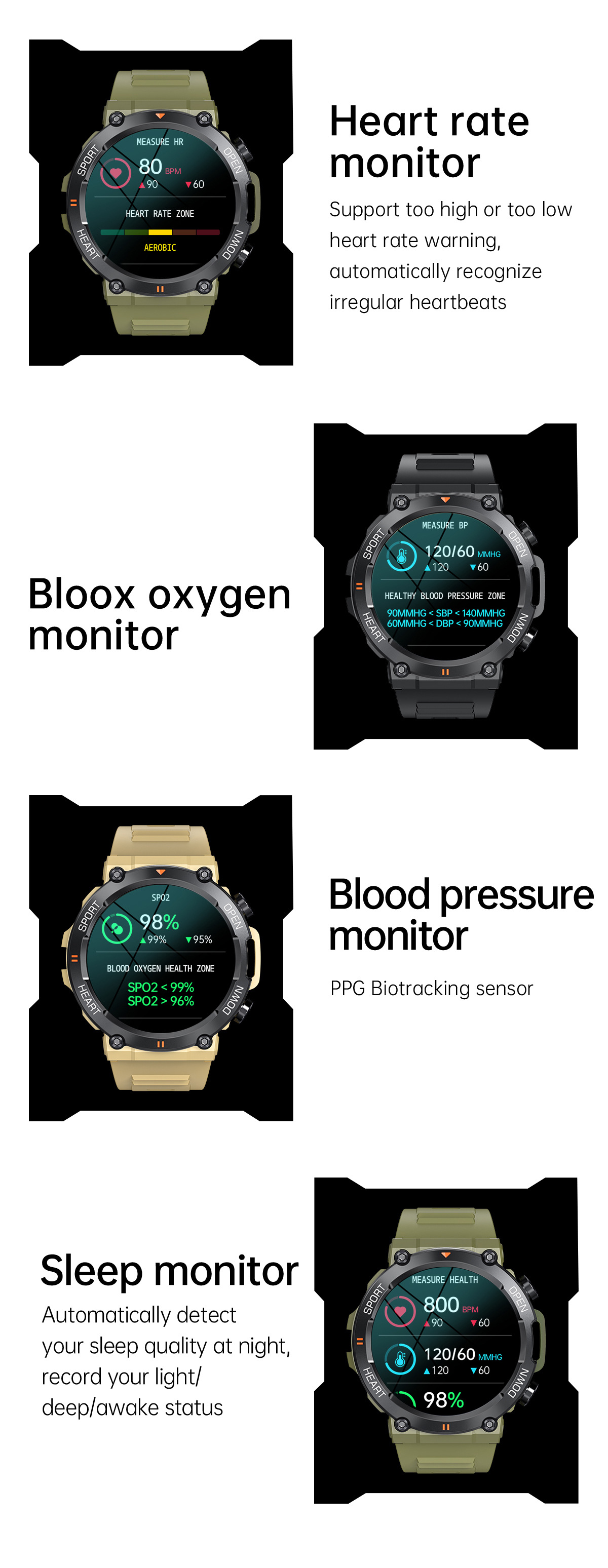 The new K56PRO three-proof communication smartwatch features music, weather, 1.39 inches heart rate, blood pressure and blood oxygen pic 12