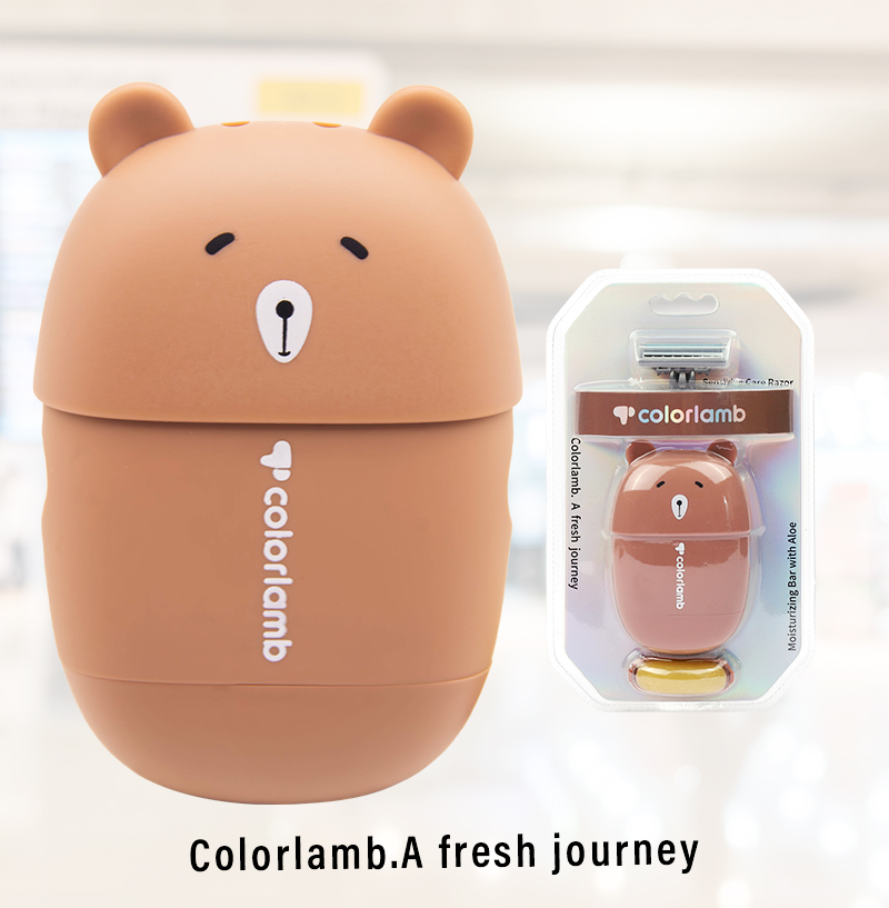 颜羊小熊款便携剃毛刀手动一体式敏感肌专用刀头带护肤皂脱毛神器详情8