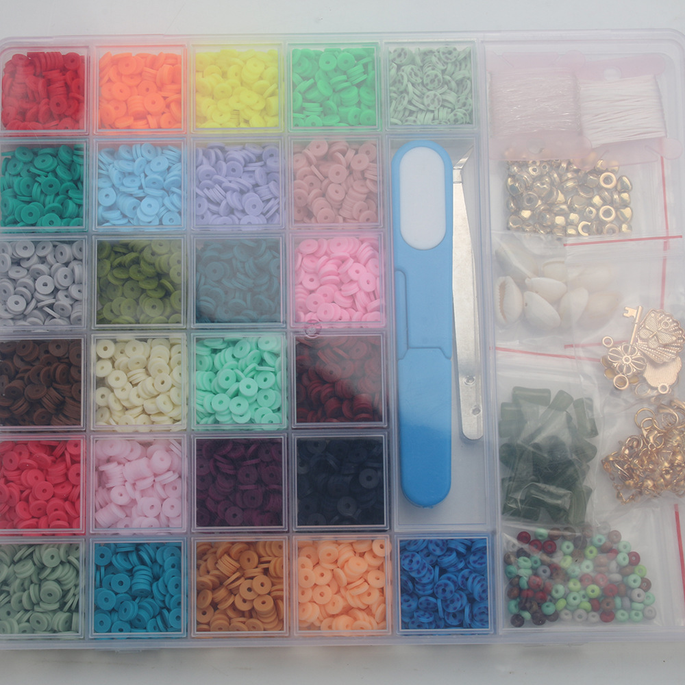 跨境软陶片盒子黏土软陶片间隔珠 弹力线DIY手工饰品软陶套片盒装详情4