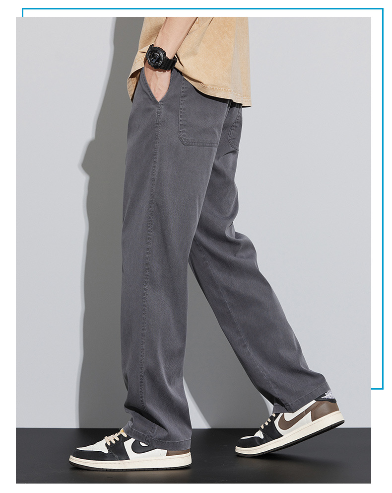 男士牛仔裤夏季薄款2024年新款宽松紧腰直筒学生阔腿冰丝休闲长裤详情19