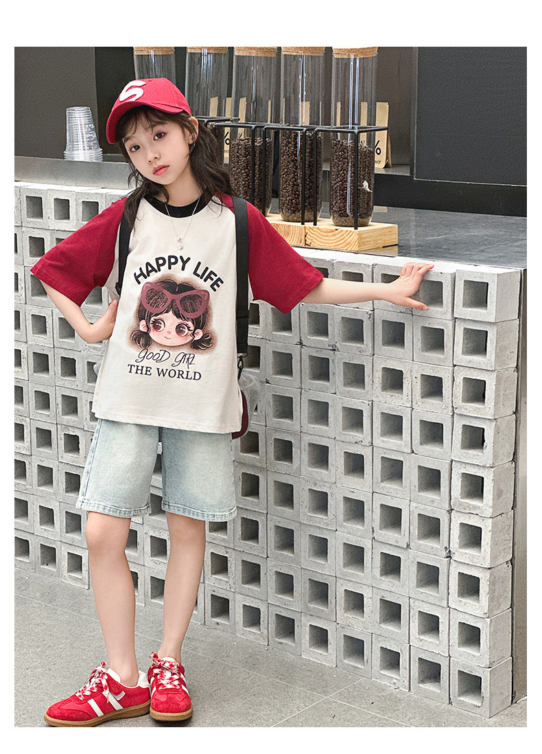 女童卡通T恤夏季2024新款女儿童纯棉上衣夏款中大童薄款短袖体恤详情14