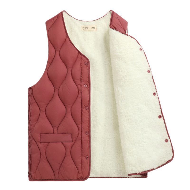 加绒加厚羊羔绒马甲女2022新款洋气马甲女保暖背心秋冬妈妈装坎肩详情15