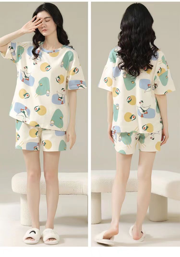 2023新款睡衣女夏季薄款短袖可爱韩版卡通套装家居服可外穿两件套详情15