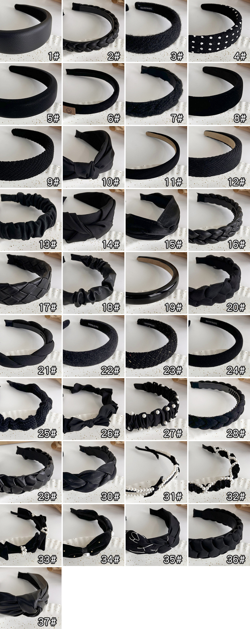 French elegant black hairband, sweet pearl braided hairpin, knitted height-increasing headband, wide-edge hairpin for women pic 3