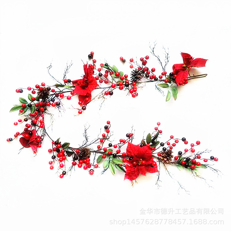 Desheng Factory supplies hotel and shopping mall scene decoration, Christmas hanging ornaments, decorative items, red fruits, Christmas flowers and rattan DIY pic 11