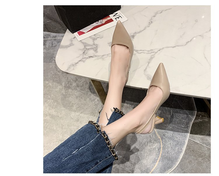 2023春夏季新款尖头高跟鞋女细跟包头凉鞋后空浅口单鞋女详情10