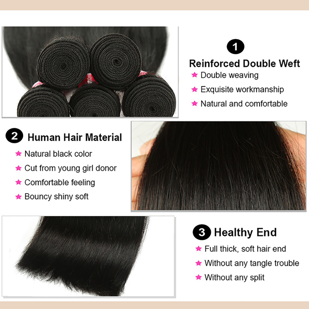 Wholesale of Straight hair extensions and wigs, pick a natural human hair strand Straight wave hair curtain pic 1