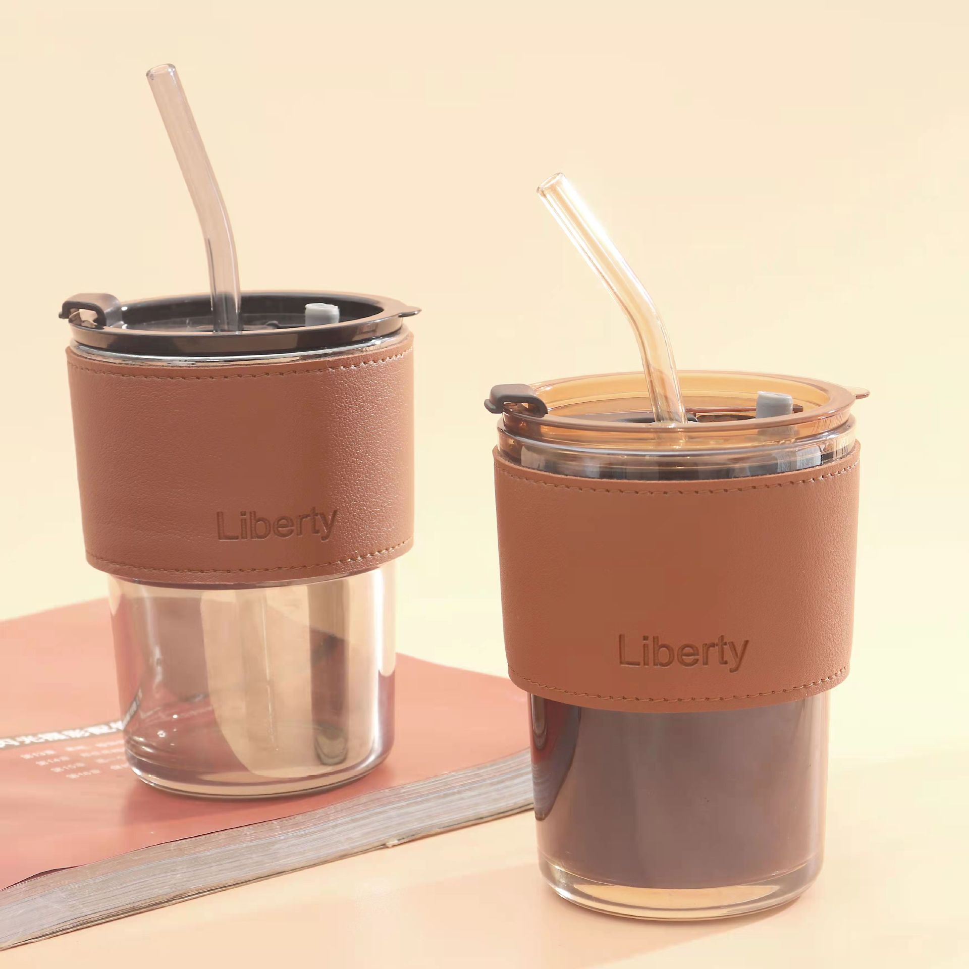 Creative bamboo joint cup, glass straw cup, travel cup, portable glass cup, office coffee cup, opening event gift pic 8