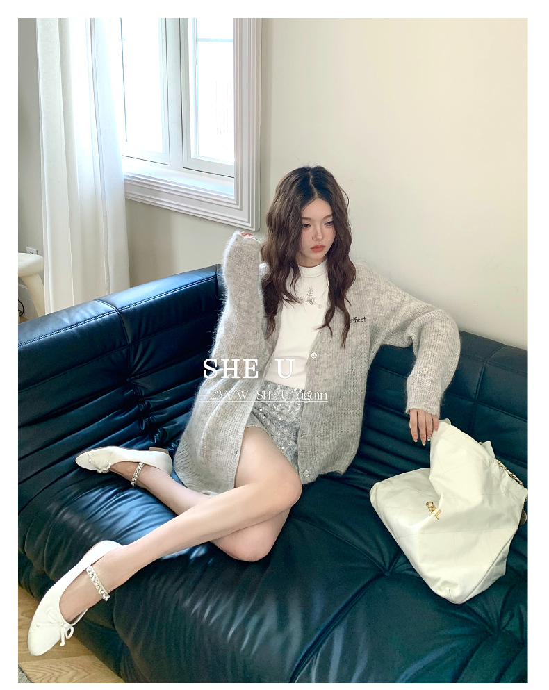 SHE U十三行2023秋季新款法式时尚立体胶花T恤女宽松百搭短袖上衣详情15