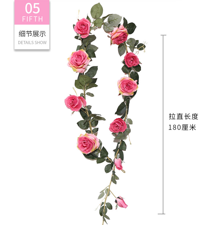 Wholesale decoration and arrangement of wedding artificial flowers, artificial flowers, vines, pink wedding roses, vines, artificial flower vines pic 11