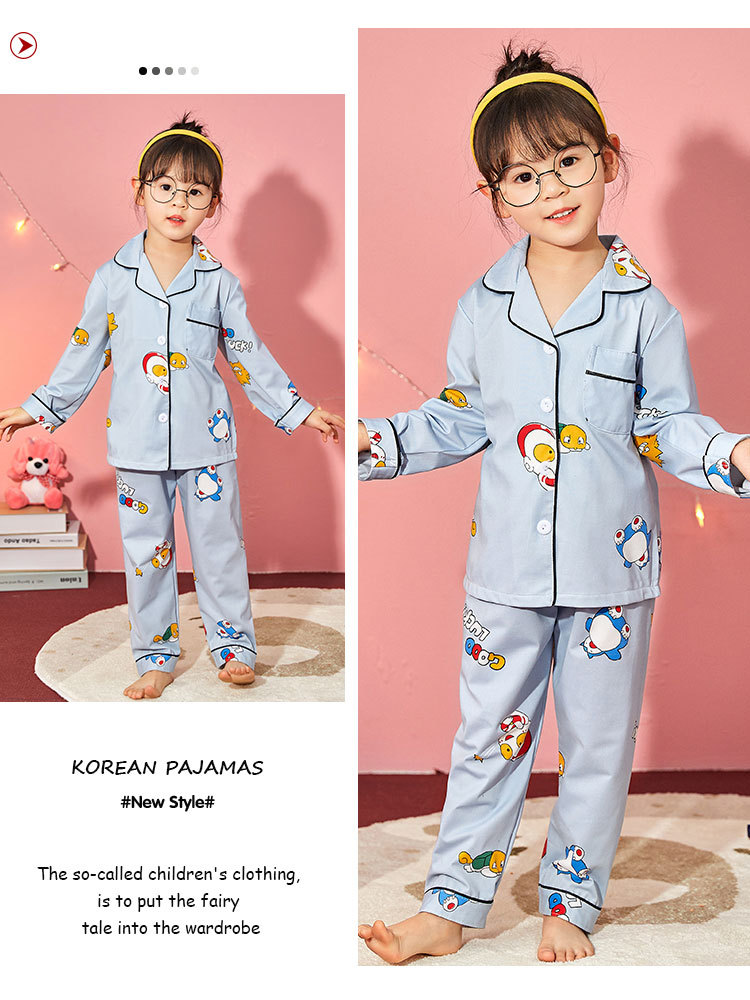 儿童睡衣女孩春夏长袖翻领牛奶丝套装开衫宝宝卡通外贸男童家居服详情39