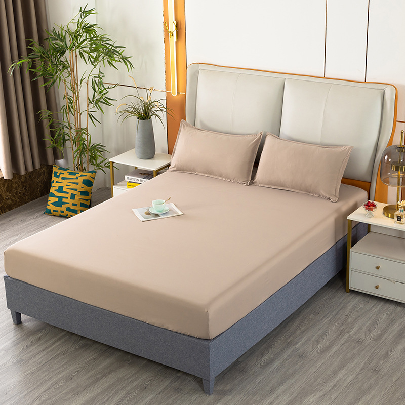 纯色印花床笠单件双人床套床罩防尘床单保护套床笠三件套详情1