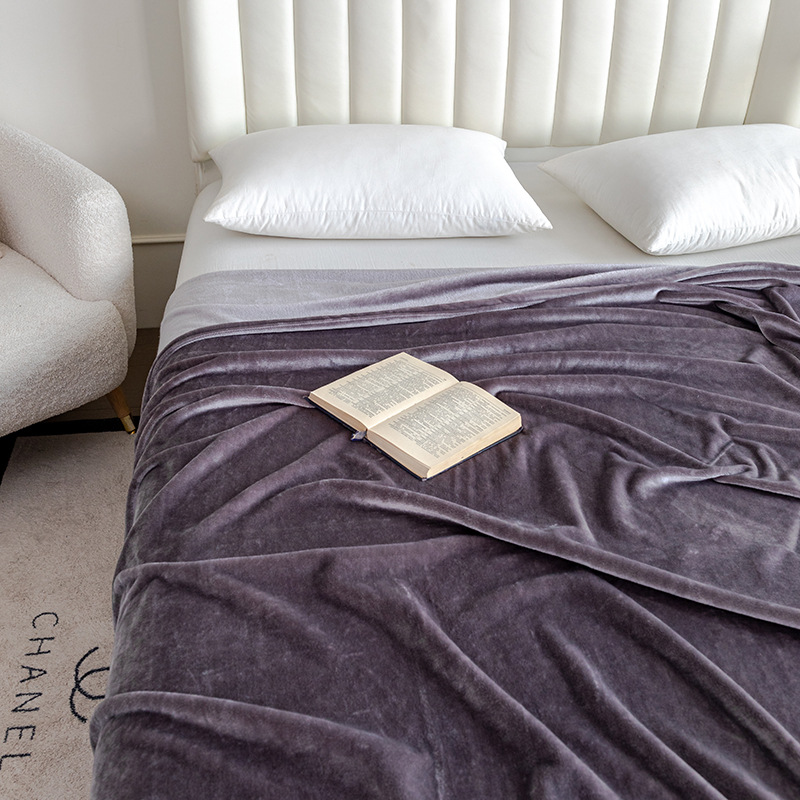430-gram solid-color flannel coral velvet blanket, plain sofa cover blanket, air-conditioned nap blanket pic 7