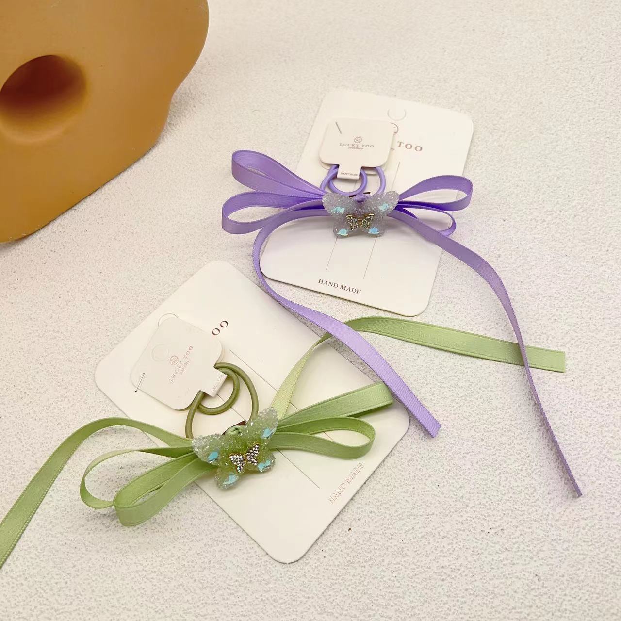 发绳LT10448韩版手工绑带蝴蝶结砂糖蝴蝶儿童发饰发绳详情1