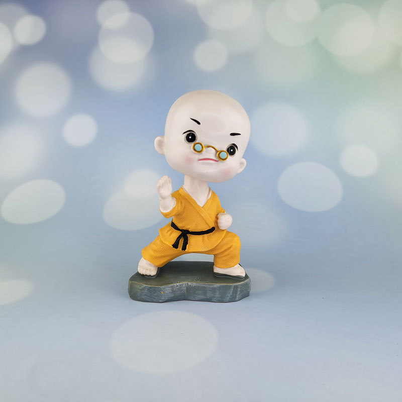 卡通萌趣车载摇头眼镜功夫和尚创意汽车摆件仪表台武术小和尚详情5