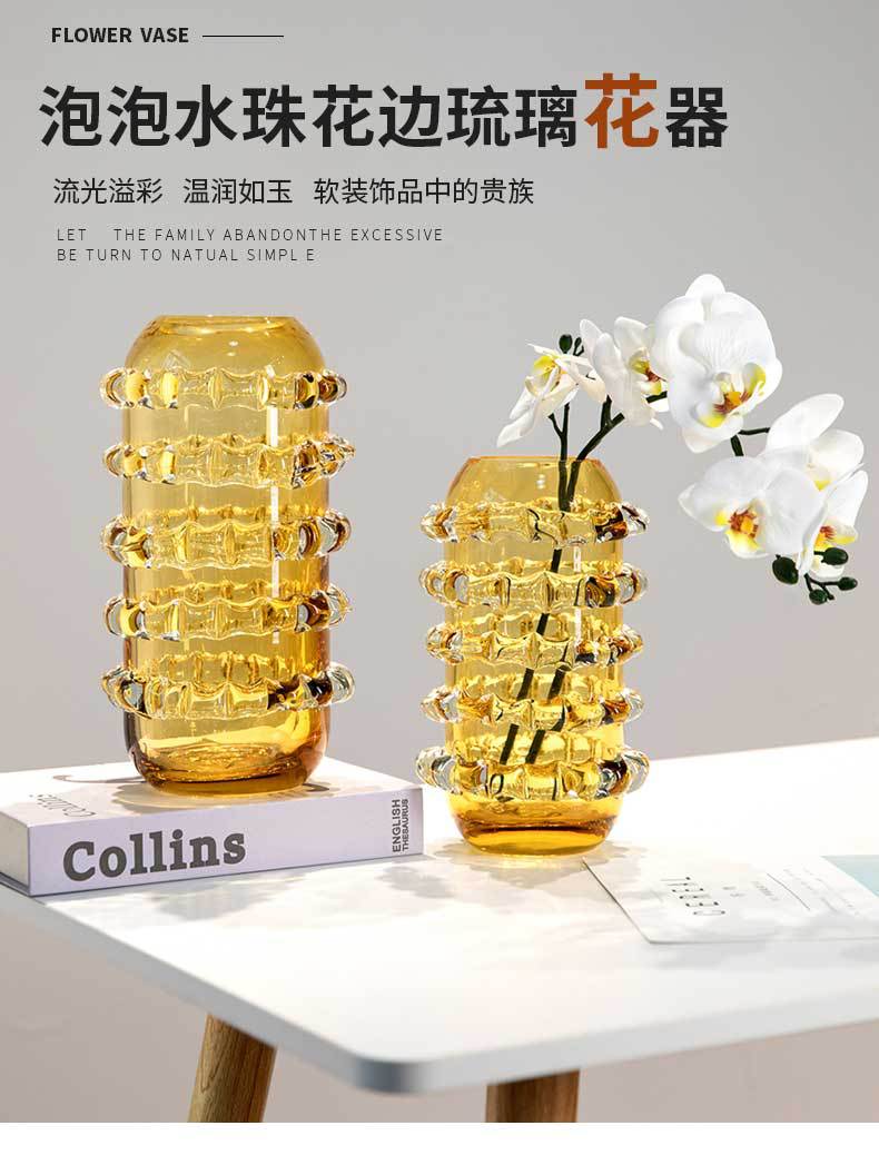 Modern light luxury glass vases, living room flower arrangements, glass flower vases, conference tables, entrance hall tabletops, decorative soft furnishings and ornaments pic 2