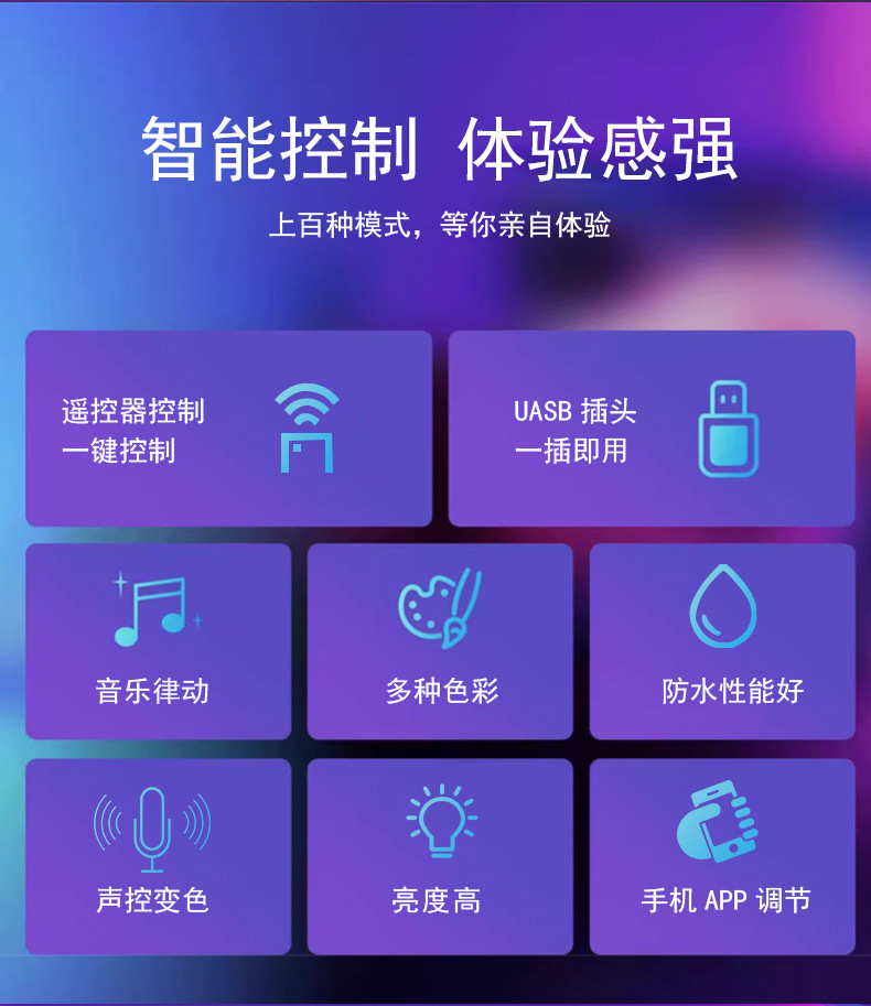 跨境智能点控LED灯饰RGB幻彩皮线灯星星灯串装饰氛围灯仙女串串灯详情2