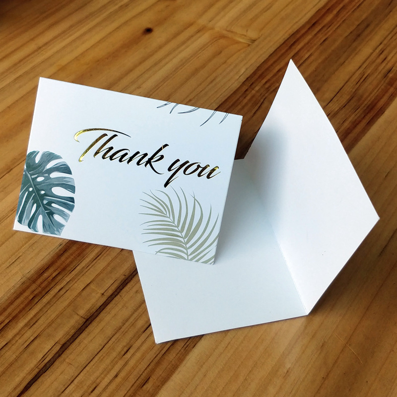 Simple European-style gilded creative thank-you card, baking flower shop birthday folding card, positive review after-sales service card pic 35