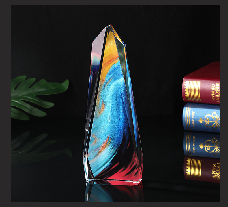 厂家创意简约彩印奖杯摆件舞蹈企业优秀员工获奖刻字水晶奖杯详情11