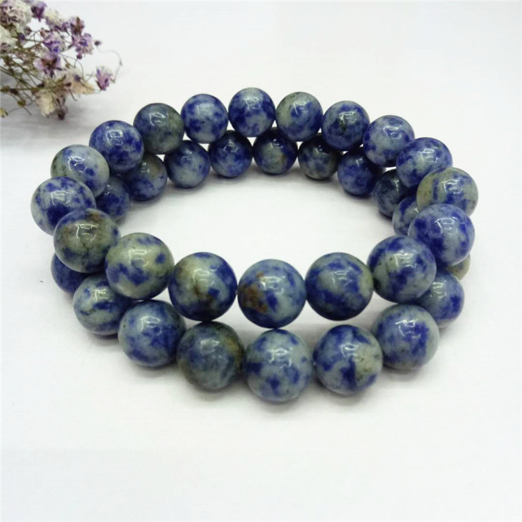 Retro original jewelry, blue pattern stone bracelet DIY, white dot blue natural stone bracelet wholesale factory direct sales, hot sale pic 7