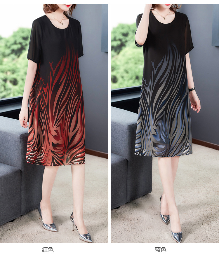 2021新品中老年妈妈夏装洋气香云纱连衣裙女贵夫人清爽冰丝裙子潮详情2