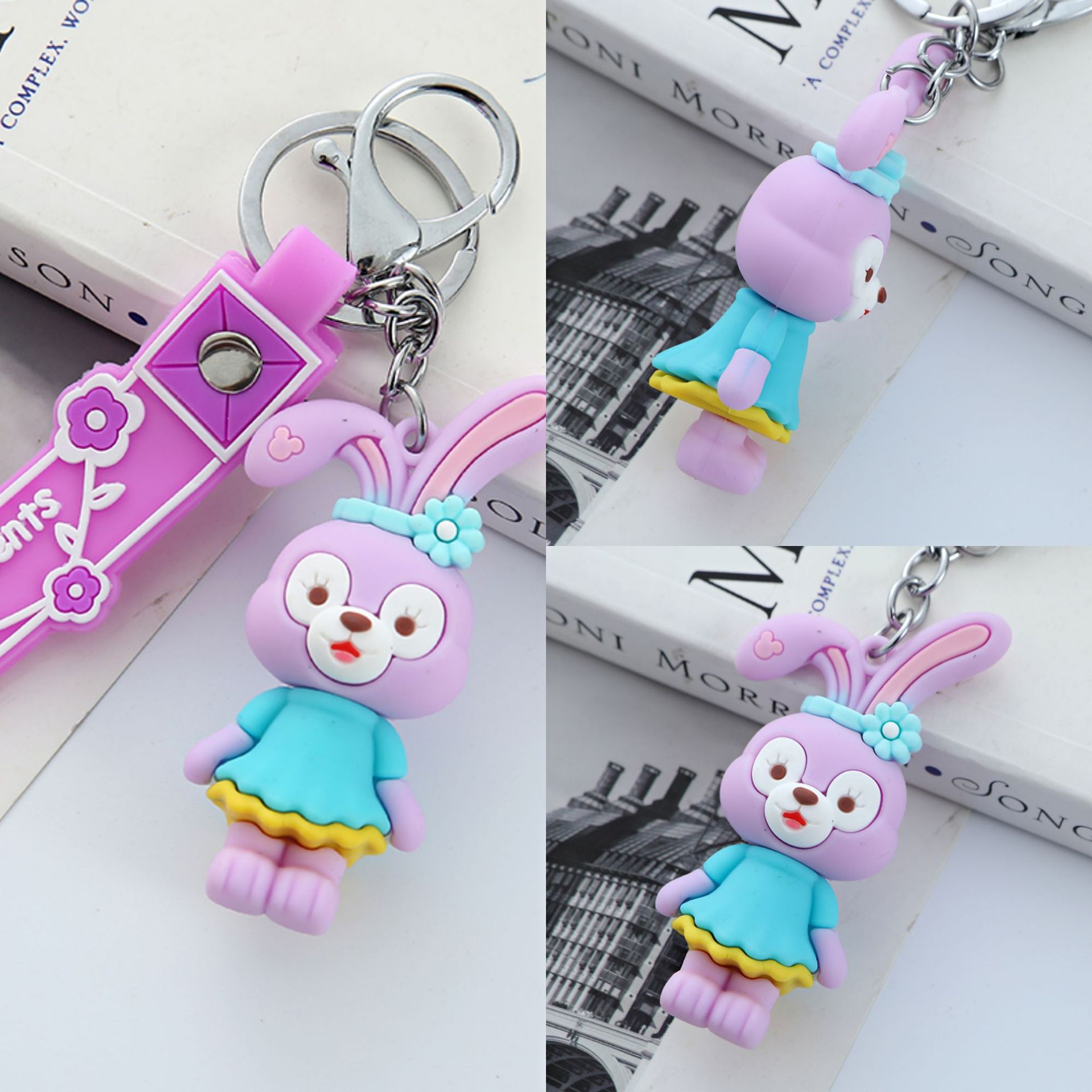 Duffy Bear keychain, internet-famous Lina Belle doll key chain, girlish little fox schoolbag pendant pic 3