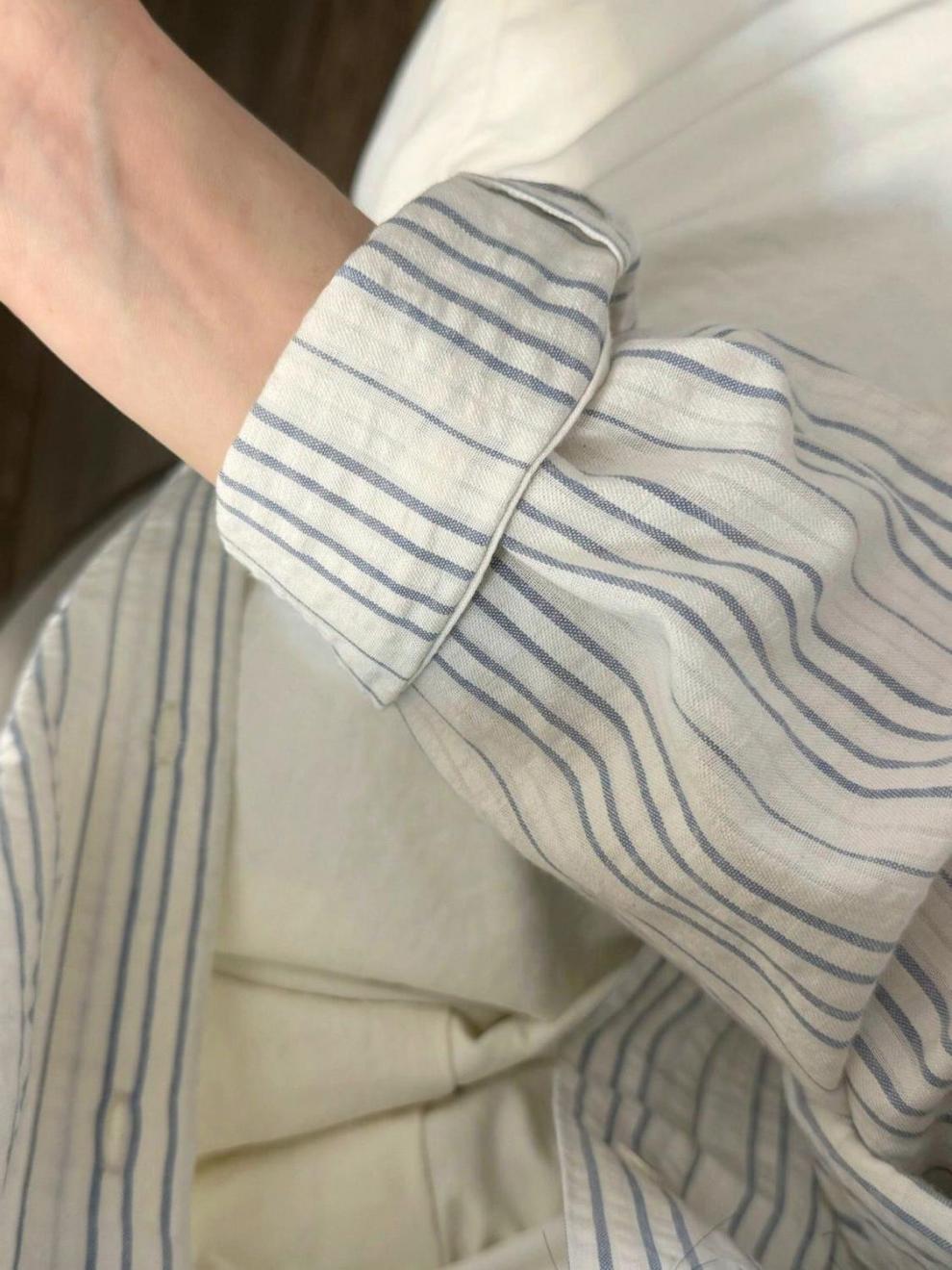 2024夏季薄款韩版防晒衬衫女条纹小清新宽松百搭衬衣外穿上衣潮详情8