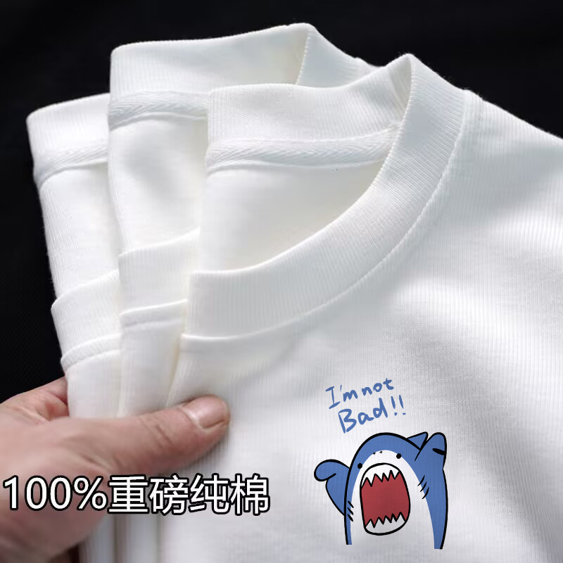 t恤女装短袖夏季小众印花正肩圆领简约品质重磅不透纯棉白色上衣详情23