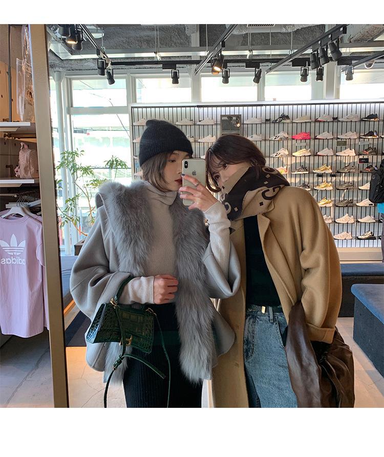 反季驼色呢子双面羊绒大衣女中长款2022年秋冬季韩系温柔毛呢外套详情10