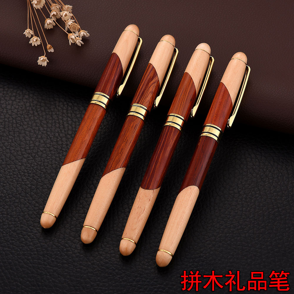 The wooden pen set in a wooden box is a practical gift for school and company employees. The wooden pen LOGO is in stock pic 7