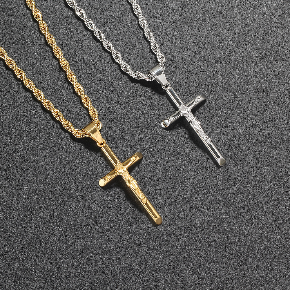 Hip-hop necklace, cross personality pendant, cross-border necklace, trendy couple necklace accessory pic 4