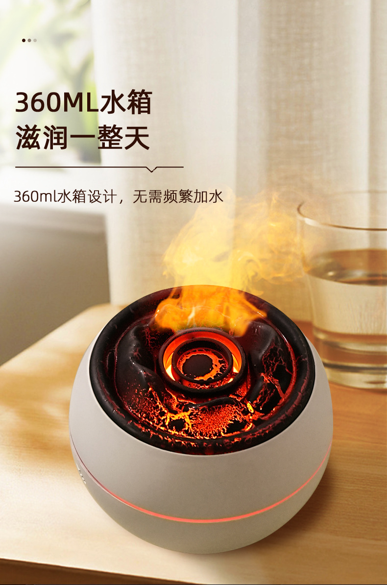 Cross-border new flame aroma diffuser, home desktop aroma diffuser humidifier, creative essential oil diffuser, gift wholesale pic 11