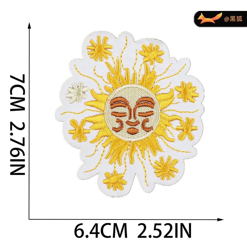 鞋帽刺绣布贴包包补丁贴衣服装饰章仔电脑绣花标卡通花朵刺绣贴 pic 3