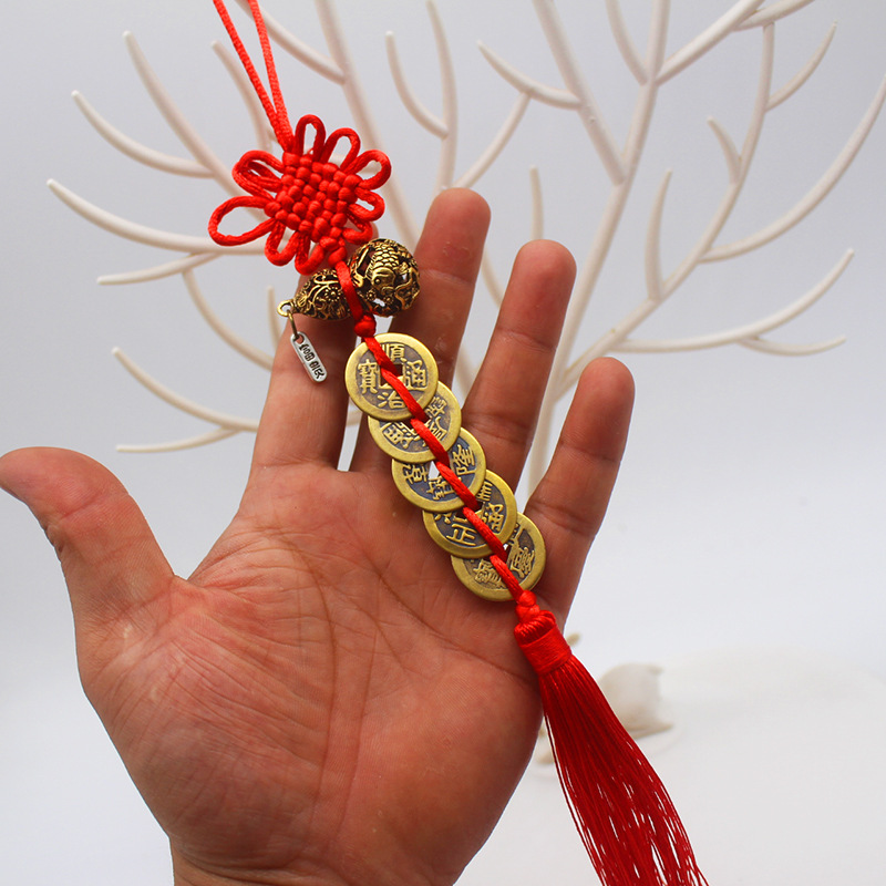 Cinnabar Fulu frosted gold gourd pendant, painted bagua metal gourd pendant, black copper five-emperor coin gourd pendant pic 20