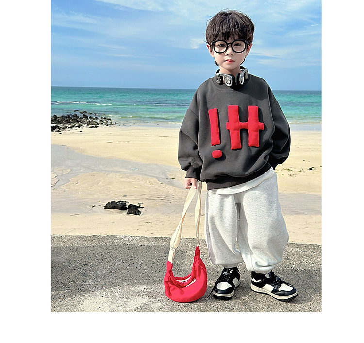 童话记忆2024秋季新款童装儿童韩版纯色卫衣贴布绣男童字母上衣潮详情9