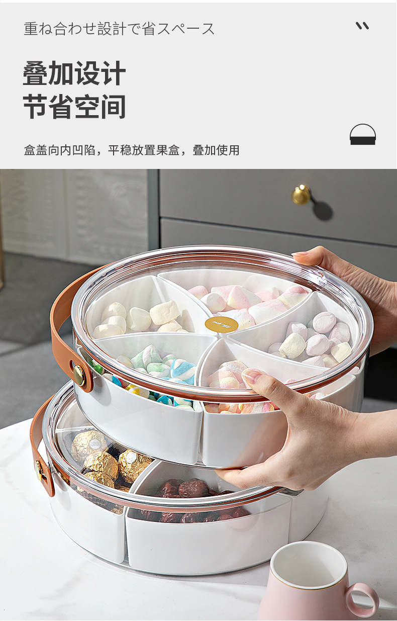 Living room coffee table, candy box, light luxury snack box, transparent hand-held simple fruit box, modern and simple compartmented dried fruit plate pic 10
