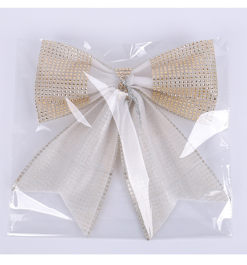 跨境圣诞闪钻蝴蝶结挂件节日橱窗圣诞树装饰大蝴蝶结布置配件批发详情17