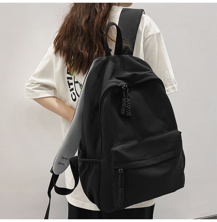 贝尔书包女生大学生简约黑色大容量初中生高中2024新款背包双肩包详情11