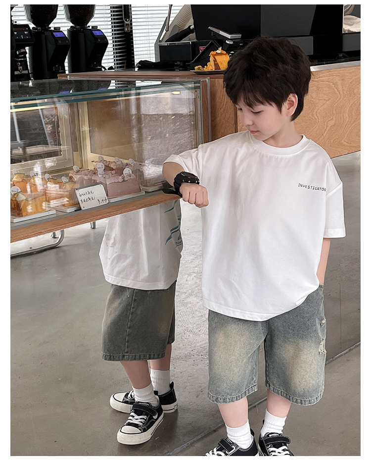 童酷2024夏装新品时尚儿童T恤韩版宝宝夜光恐龙印花宽松男童短袖详情27