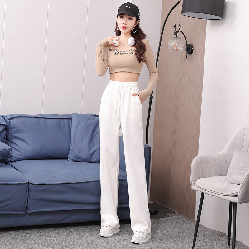 Early spring pure cotton fashionable casual set for women, loose, sporty and slimming straight-leg high-waisted wide-leg pants, zipper hooded jacket pic 27