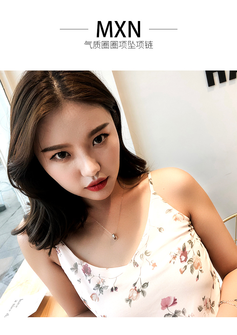 简约森系气质项链女颈链脖子饰品韩国锁骨链学生短款镶嵌水钻吊坠详情1