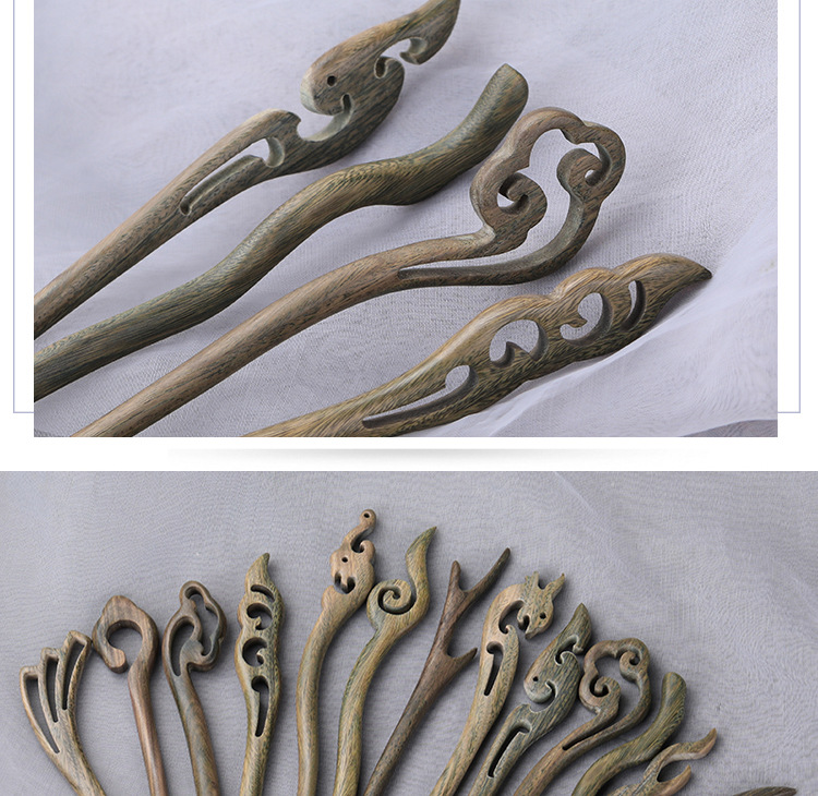 黑檀木发簪古风簪子绿檀木簪 高级感新中式盘发头饰木质发钗批发详情14